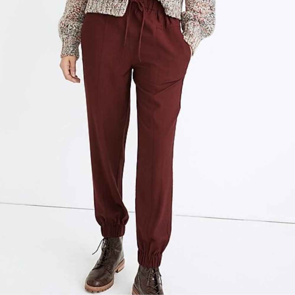 MADEWELL Drapey Seamed Track Trouser Jogger Pants In Maroon Women’s Size S